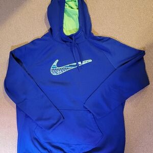 Nike Kids XL Blue Hoodie with Lime Accents